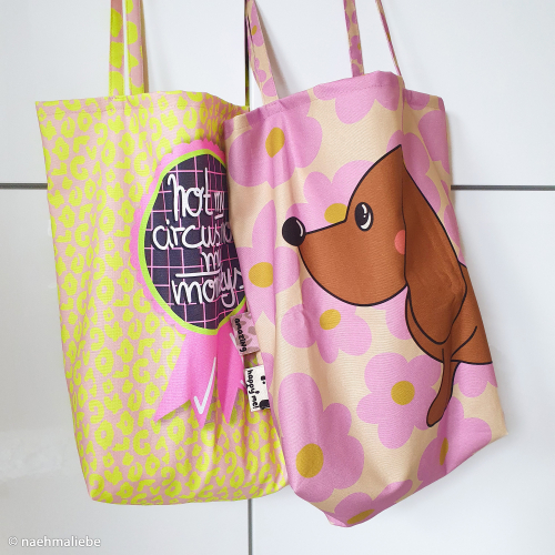 Cherry Picking Bags - Panel für 2 Taschenbeutel mit coolem Muster - Dackel & Button